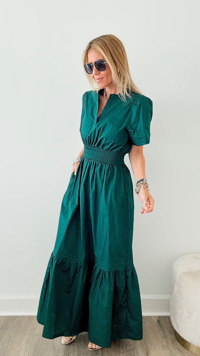 Sunday Best Poplin Maxi Dress - Emerald-200 dresses/jumpsuits/rompers-SUGARLIPS-Coastal Bloom Boutique, find the trendiest versions of the popular styles and looks Located in Indialantic, FL