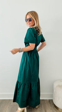 Sunday Best Poplin Maxi Dress - Emerald-200 dresses/jumpsuits/rompers-SUGARLIPS-Coastal Bloom Boutique, find the trendiest versions of the popular styles and looks Located in Indialantic, FL