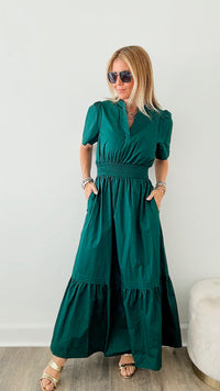 Sunday Best Poplin Maxi Dress - Emerald-200 dresses/jumpsuits/rompers-SUGARLIPS-Coastal Bloom Boutique, find the trendiest versions of the popular styles and looks Located in Indialantic, FL