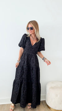 Blissful Jacquard Maxi Tiered Dress-200 dresses/jumpsuits/rompers-SUGARLIPS-Coastal Bloom Boutique, find the trendiest versions of the popular styles and looks Located in Indialantic, FL