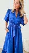 Sunday Best Poplin Midi Dress - Royal Blue-200 dresses/jumpsuits/rompers-SUGARLIPS-Coastal Bloom Boutique, find the trendiest versions of the popular styles and looks Located in Indialantic, FL