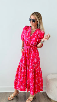 Strawberry Kiss Poplin Midi Dress-200 dresses/jumpsuits/rompers-SUGARLIPS-Coastal Bloom Boutique, find the trendiest versions of the popular styles and looks Located in Indialantic, FL