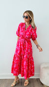 Strawberry Kiss Poplin Midi Dress-200 dresses/jumpsuits/rompers-SUGARLIPS-Coastal Bloom Boutique, find the trendiest versions of the popular styles and looks Located in Indialantic, FL