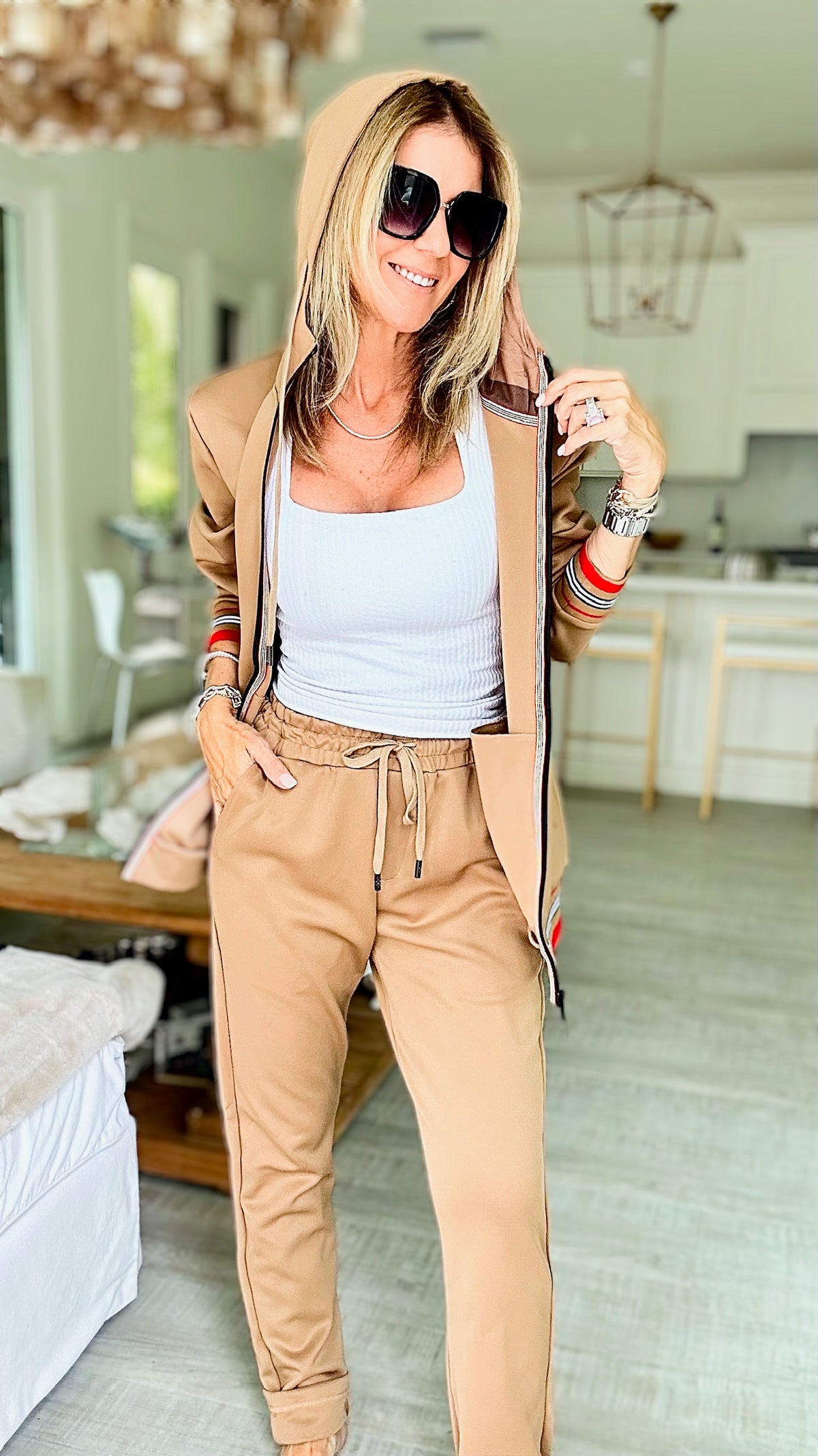 London Trip Track Suit Set - Khaki-210 Loungewear/sets-URBAN FITZ-Coastal Bloom Boutique, find the trendiest versions of the popular styles and looks Located in Indialantic, FL