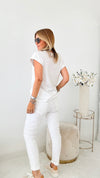 Love Endures Italian Jogger - White-180 Joggers-Germany-Coastal Bloom Boutique, find the trendiest versions of the popular styles and looks Located in Indialantic, FL