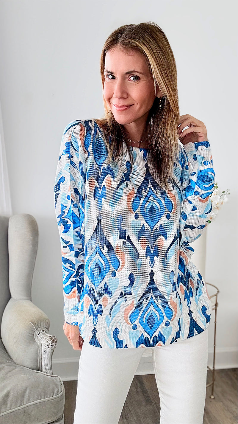 Electric Azure Italian St Tropez Sweater-140 Sweaters-Germany-Coastal Bloom Boutique, find the trendiest versions of the popular styles and looks Located in Indialantic, FL