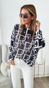 Eiffel Elegance Italian St Tropez Sweater - Black-140 Sweaters-Germany-Coastal Bloom Boutique, find the trendiest versions of the popular styles and looks Located in Indialantic, FL