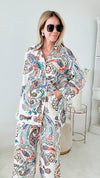 Daydream Paisley Linen Set-210 Loungewear/Sets-TOUCHE PRIVE-Coastal Bloom Boutique, find the trendiest versions of the popular styles and looks Located in Indialantic, FL