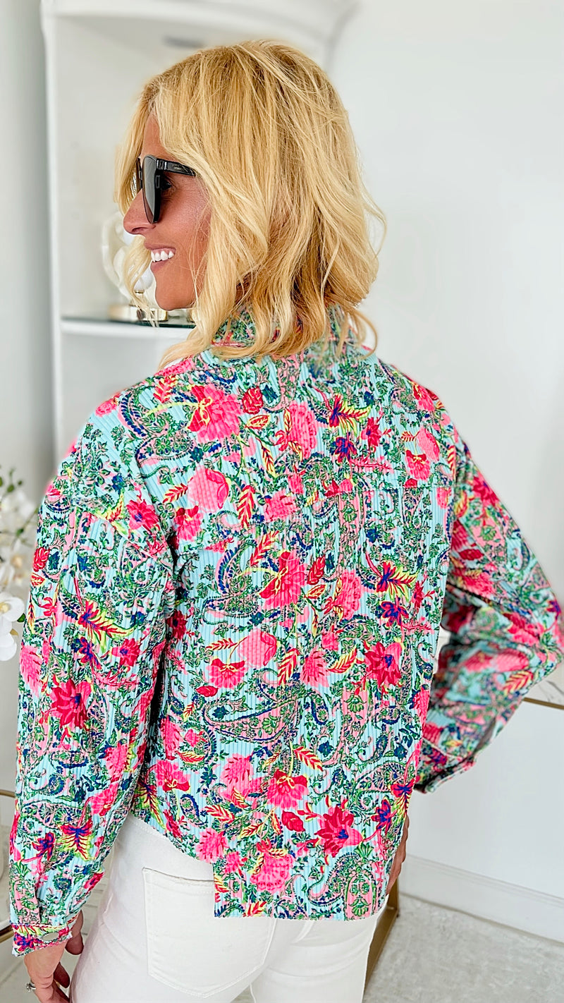Paisley & Floral Corduroy Jacket-160 Jackets-Andree By Unit-Coastal Bloom Boutique, find the trendiest versions of the popular styles and looks Located in Indialantic, FL
