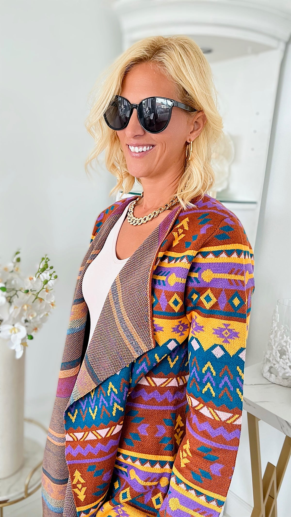 Sunset Boho Waterfall Cardigan-150 Cardigans/Layers-Andree By Unit-Coastal Bloom Boutique, find the trendiest versions of the popular styles and looks Located in Indialantic, FL