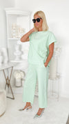 Lux Taylor Textured Loungewear Top - Mint-110 Short Sleeve Tops-See and Be Seen-Coastal Bloom Boutique, find the trendiest versions of the popular styles and looks Located in Indialantic, FL