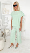 Lux Taylor Textured Loungewear Top - Mint-110 Short Sleeve Tops-See and Be Seen-Coastal Bloom Boutique, find the trendiest versions of the popular styles and looks Located in Indialantic, FL