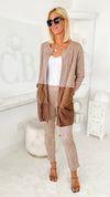 Color Block Faux Suede Jacket - Coffee-160 Jackets-Joh Apparel-Coastal Bloom Boutique, find the trendiest versions of the popular styles and looks Located in Indialantic, FL