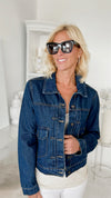 Katrina Denim Jacket - Dark Wash-160 Jackets-HOLLY-Coastal Bloom Boutique, find the trendiest versions of the popular styles and looks Located in Indialantic, FL