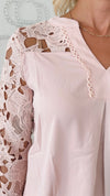 Dahlia Crochet Blouse - Dusty Pink-130 Long Sleeve Tops-MAZIK-Coastal Bloom Boutique, find the trendiest versions of the popular styles and looks Located in Indialantic, FL