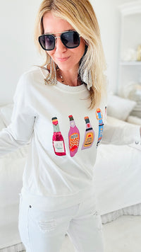 Guilty Pleasure Sweatshirt Top - White-130 Long Sleeve Tops-Why Dress-Coastal Bloom Boutique, find the trendiest versions of the popular styles and looks Located in Indialantic, FL
