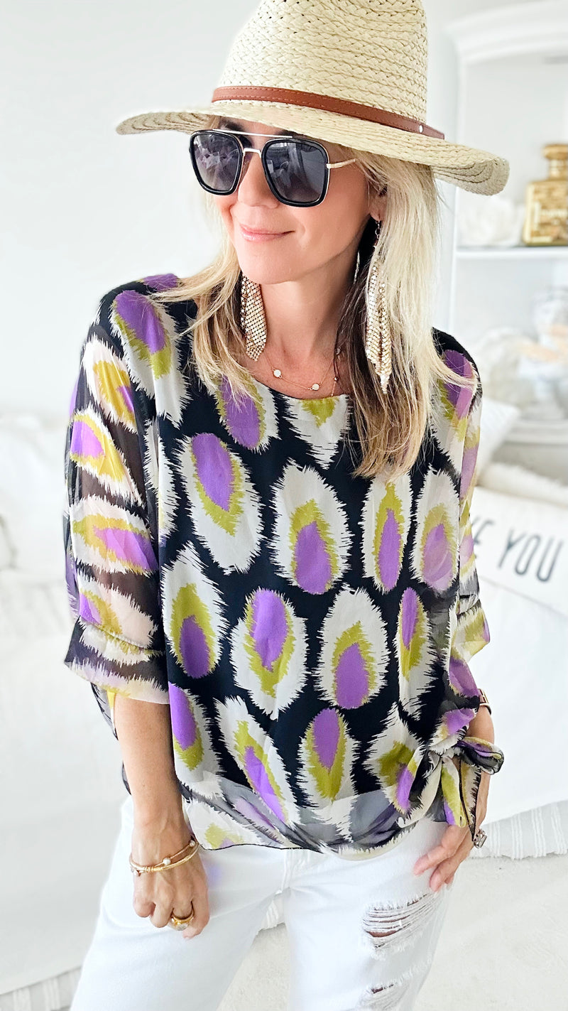 Perfect Plumage Italian Top - Black-130 Long Sleeve Tops-Yolly-Coastal Bloom Boutique, find the trendiest versions of the popular styles and looks Located in Indialantic, FL