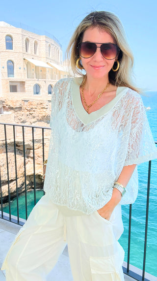 Silver Soirée Lace Italian Top