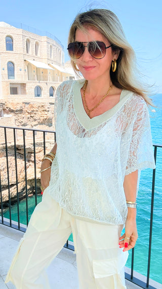 Silver Soirée Lace Italian Top