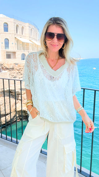 Silver Soirée Lace Italian Top