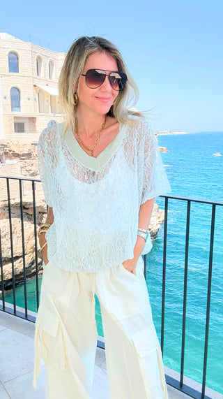 Silver Soirée Lace Italian Top