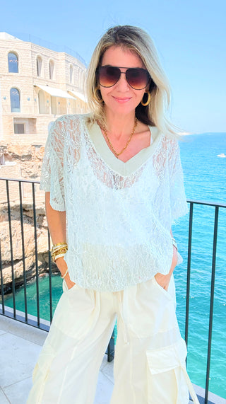 Silver Soirée Lace Italian Top