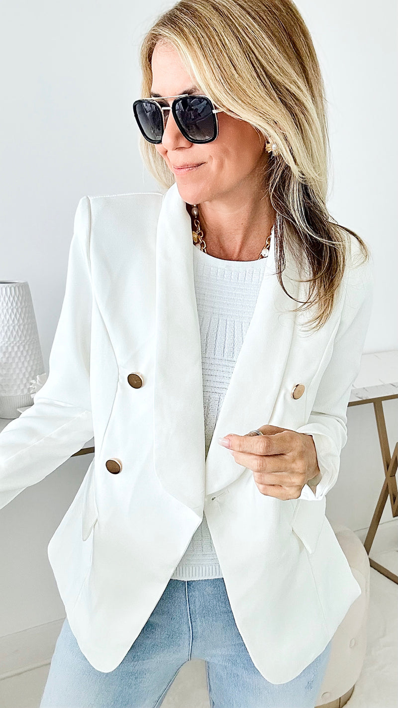 Back To Business Blazer - Off White-160 Jackets-HIGH MJ-Coastal Bloom Boutique, find the trendiest versions of the popular styles and looks Located in Indialantic, FL