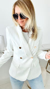 Back To Business Blazer - Off White-160 Jackets-HIGH MJ-Coastal Bloom Boutique, find the trendiest versions of the popular styles and looks Located in Indialantic, FL
