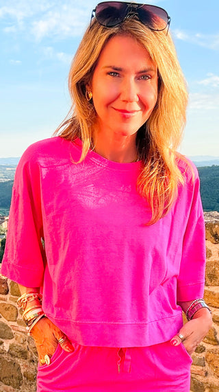 Weekend French Terry Italian Top - Fuchsia