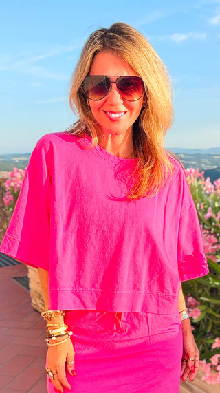 Weekend French Terry Italian Top - Fuchsia