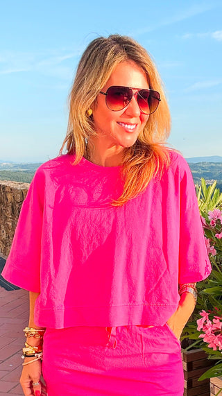 Weekend French Terry Italian Top - Fuchsia