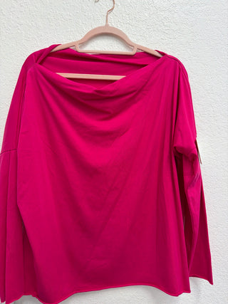 After Hours Boatneck Italian Top- Fuchsia