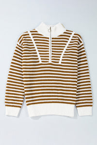 Seaside Stripe Zip Collar Sweater