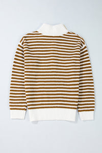 Seaside Stripe Zip Collar Sweater