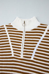 Seaside Stripe Zip Collar Sweater
