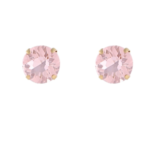 Solitaire Stud Earrings - Light Pink