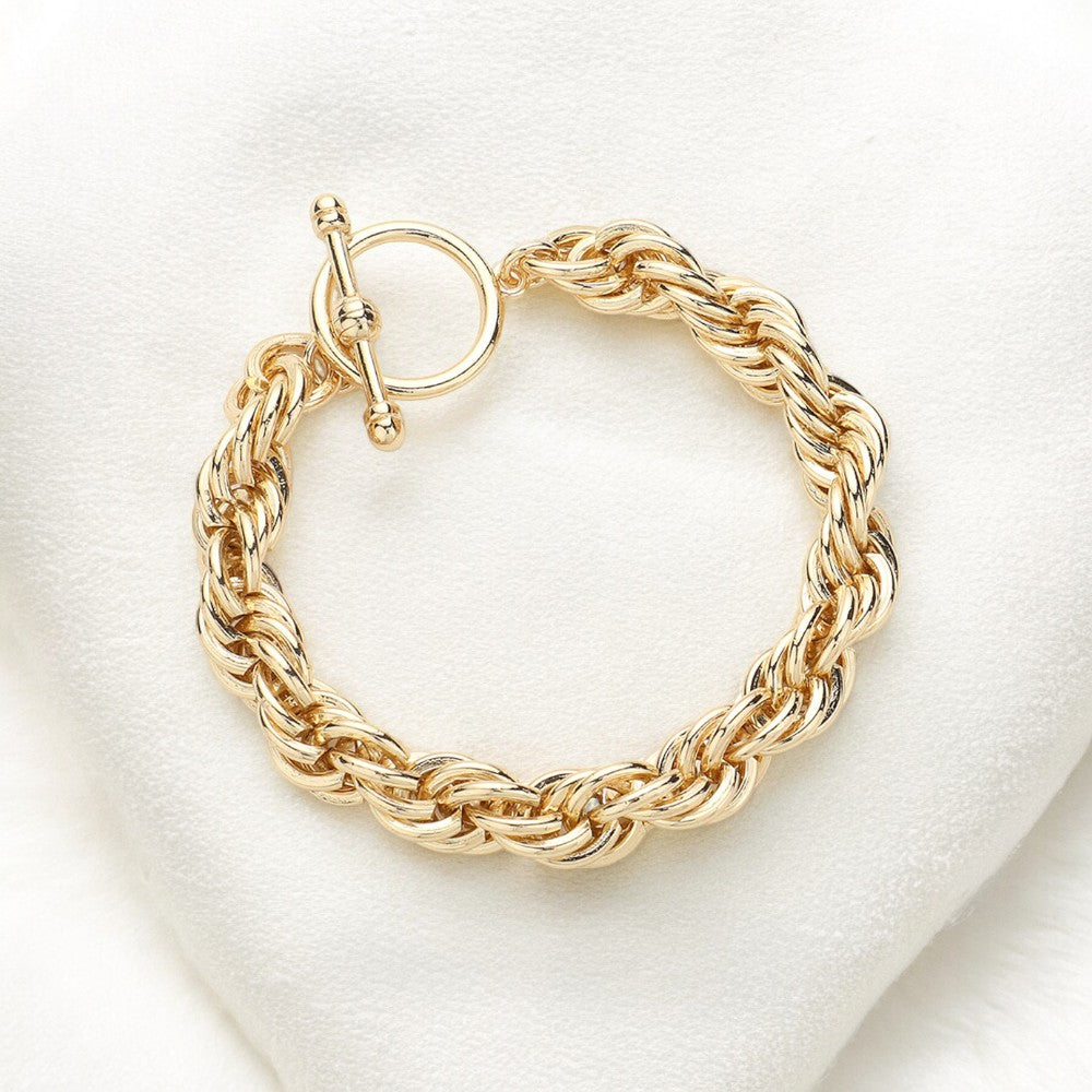 Chunky Twist Toggle Bracelet-230 Jewelry-Wona Trading-Coastal Bloom Boutique, find the trendiest versions of the popular styles and looks Located in Indialantic, FL