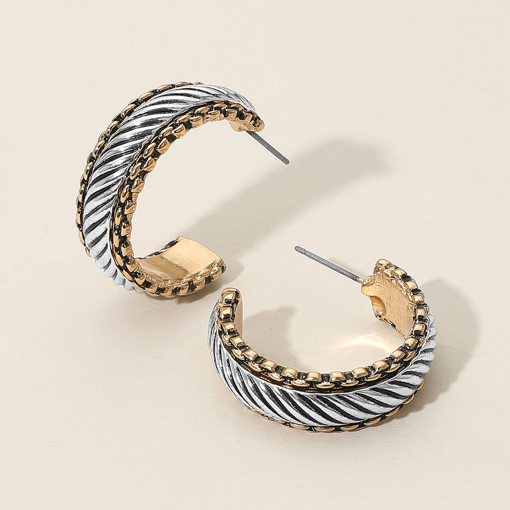 Braids of Time Hoop Earrings-230 Jewelry-NYW-Coastal Bloom Boutique, find the trendiest versions of the popular styles and looks Located in Indialantic, FL