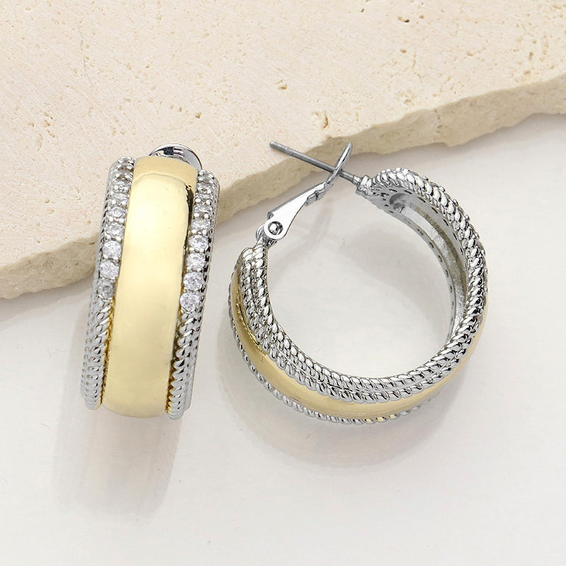 Luxe Dual-Tone Hoop Earrings-230 Jewelry-NYW-Coastal Bloom Boutique, find the trendiest versions of the popular styles and looks Located in Indialantic, FL