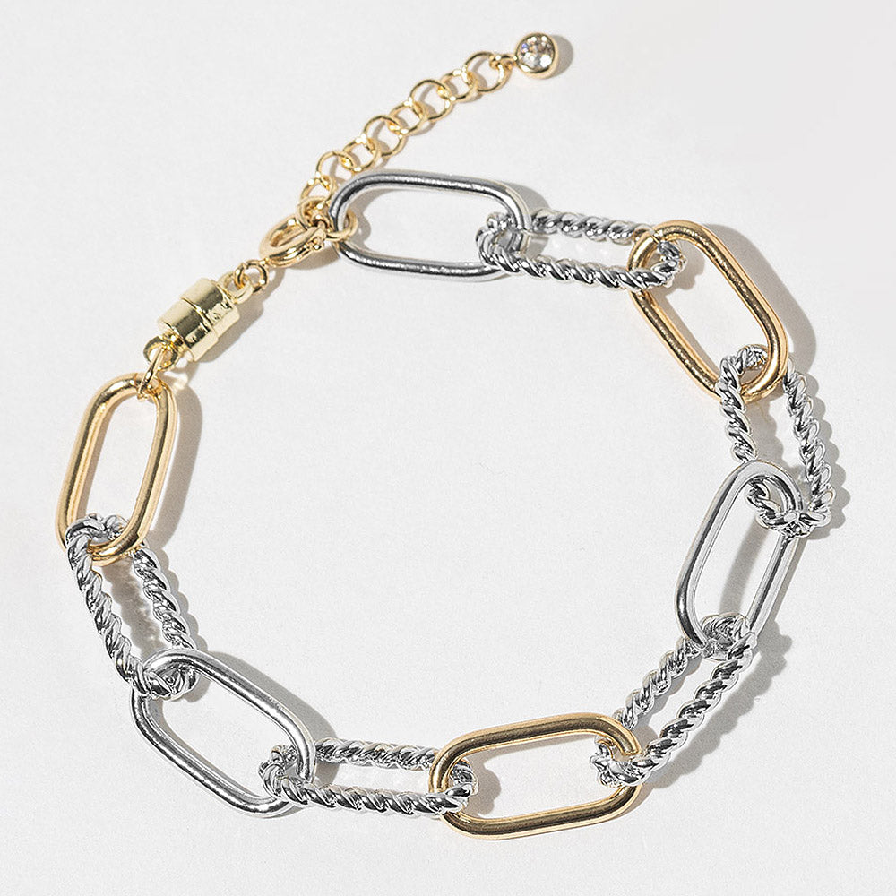 Two-Tone Magnetic Chain Link Bracelet-230 Jewelry-NYW-Coastal Bloom Boutique, find the trendiest versions of the popular styles and looks Located in Indialantic, FL