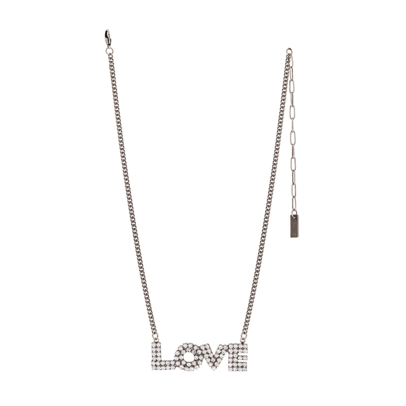La La Love Necklace In Antique Silver/Clear - Tova-230 Jewelry-TOVA-Coastal Bloom Boutique, find the trendiest versions of the popular styles and looks Located in Indialantic, FL