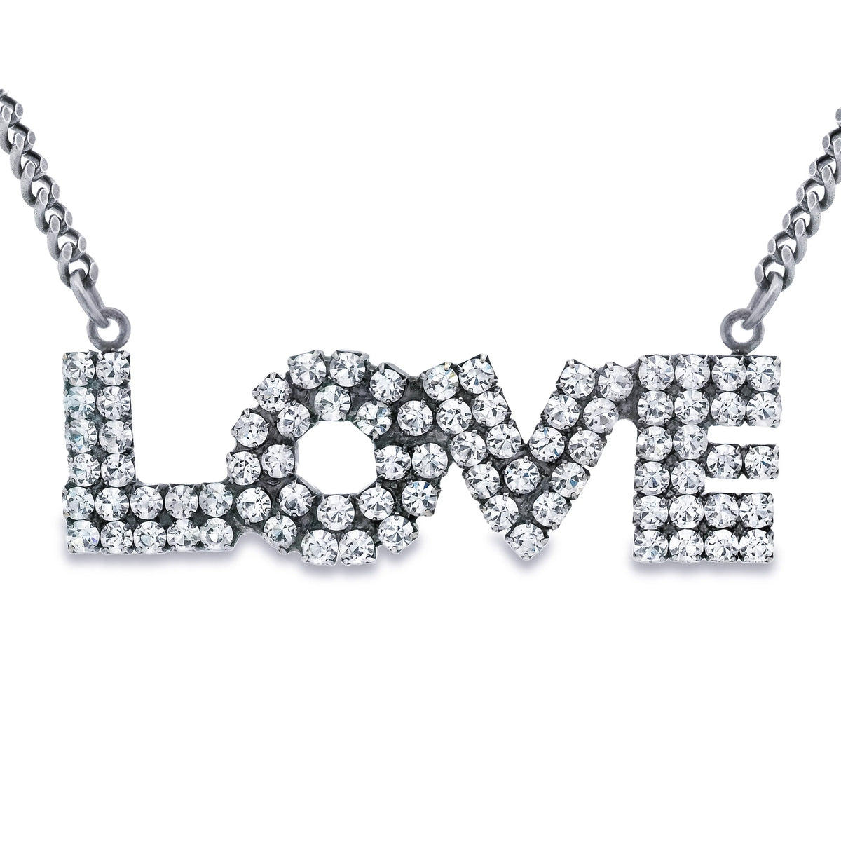 La La Love Necklace In Antique Silver/Clear - Tova-230 Jewelry-TOVA-Coastal Bloom Boutique, find the trendiest versions of the popular styles and looks Located in Indialantic, FL