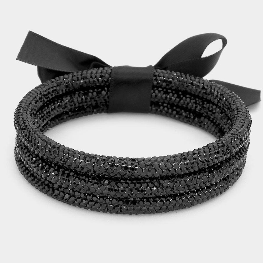Rhinestone Multi-Row Wrap Bracelets - Jet Black-230 Jewelry-NYW-Coastal Bloom Boutique, find the trendiest versions of the popular styles and looks Located in Indialantic, FL