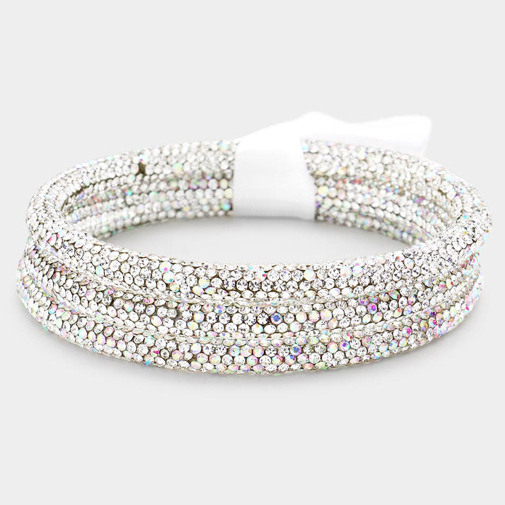 Rhinestone Multi-Row Wrap Bracelets - AB, Clear-230 Jewelry-NYW-Coastal Bloom Boutique, find the trendiest versions of the popular styles and looks Located in Indialantic, FL