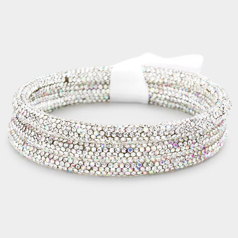 Rhinestone Multi-Row Wrap Bracelets - AB, Clear-230 Jewelry-NYW-Coastal Bloom Boutique, find the trendiest versions of the popular styles and looks Located in Indialantic, FL