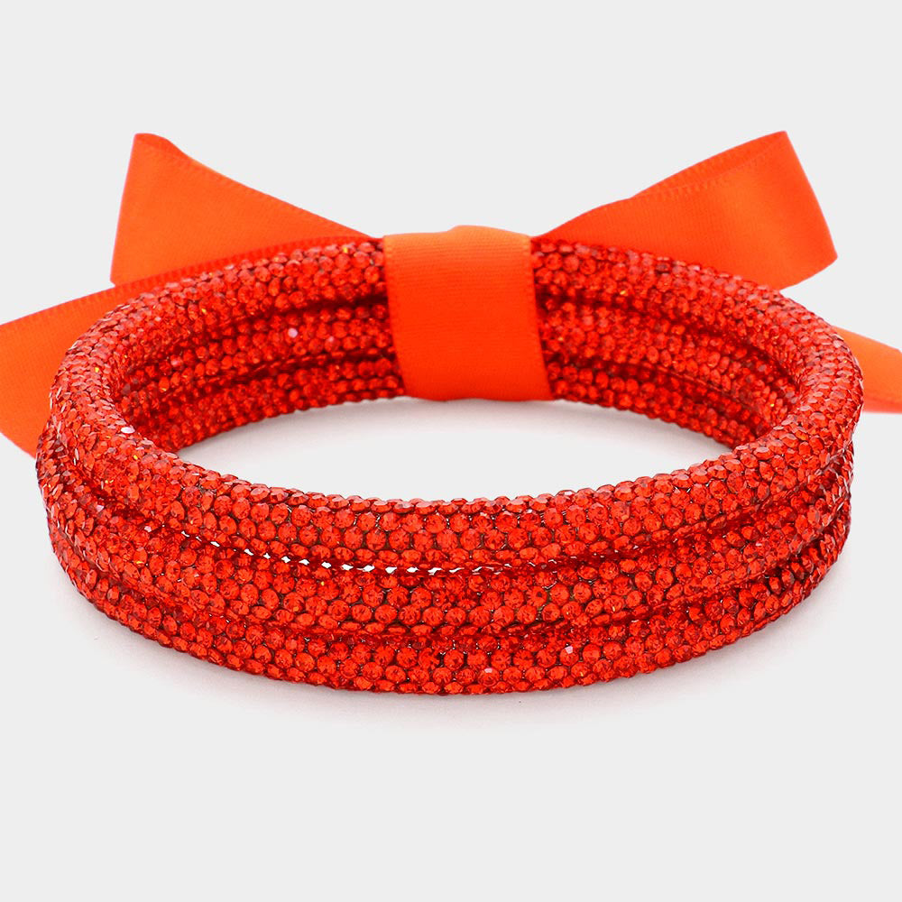 Rhinestone Multi-Row Wrap Bracelets - Orange-230 Jewelry-NYW-Coastal Bloom Boutique, find the trendiest versions of the popular styles and looks Located in Indialantic, FL