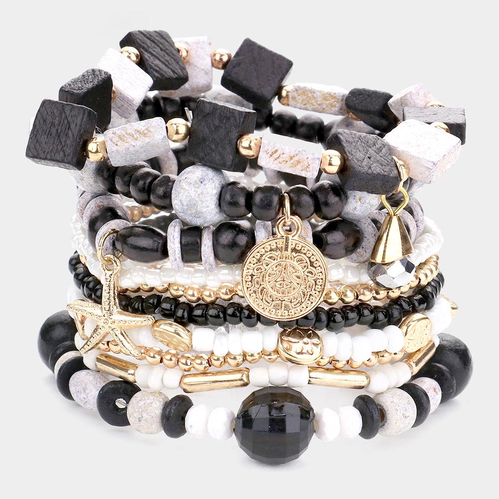 Sea Charms Embellished Bracelet Set-230 Jewelry-Wona-Coastal Bloom Boutique, find the trendiest versions of the popular styles and looks Located in Indialantic, FL
