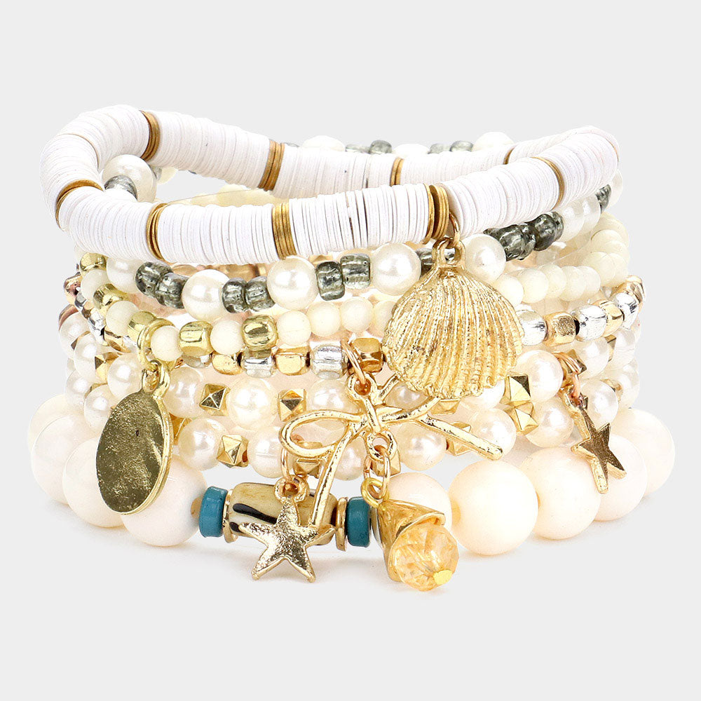 Ocean Charms Embellished Bracelet Set-230 Jewelry-Wona-Coastal Bloom Boutique, find the trendiest versions of the popular styles and looks Located in Indialantic, FL