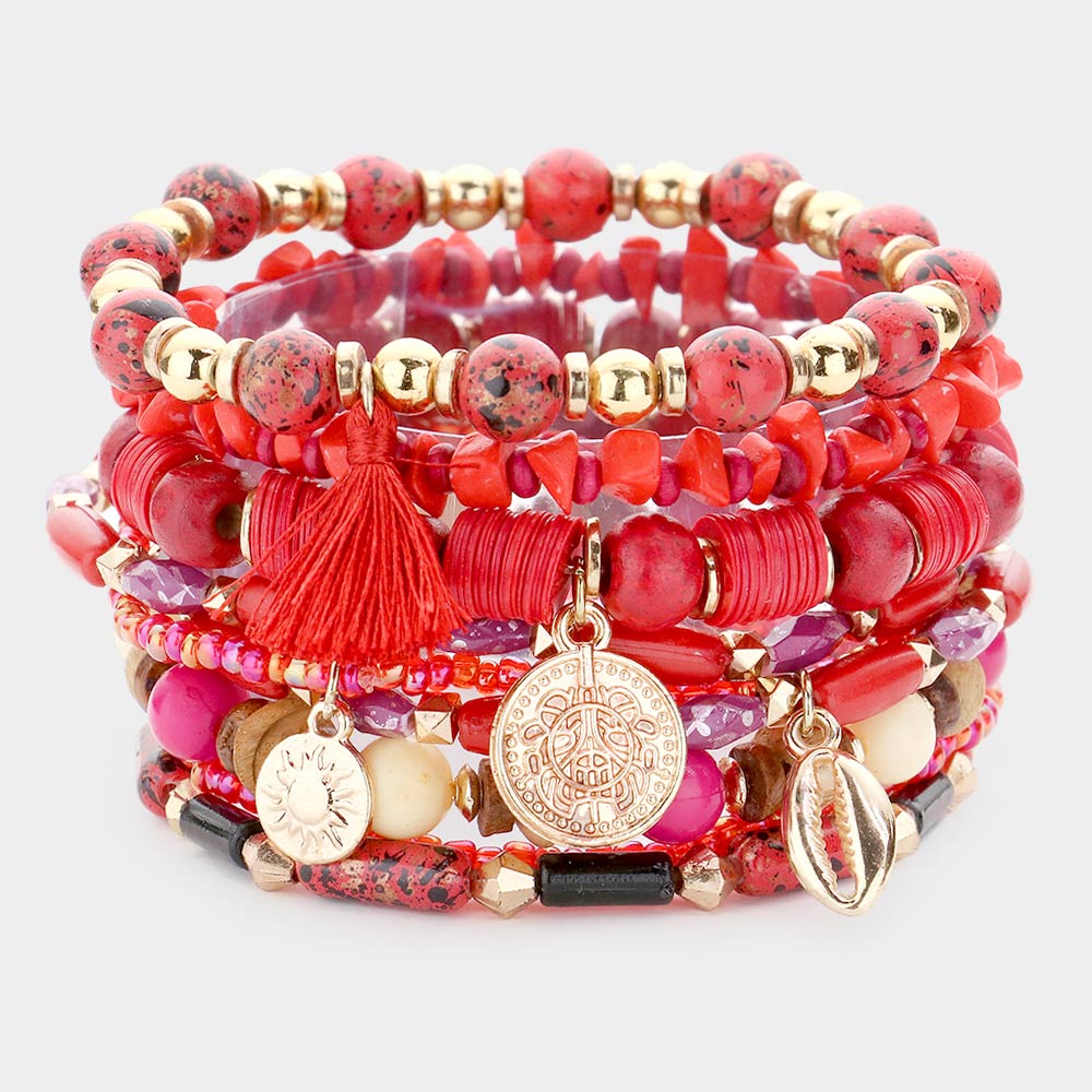 Coin Charm Embellished Bracelet Set-230 Jewelry-Wona-Coastal Bloom Boutique, find the trendiest versions of the popular styles and looks Located in Indialantic, FL