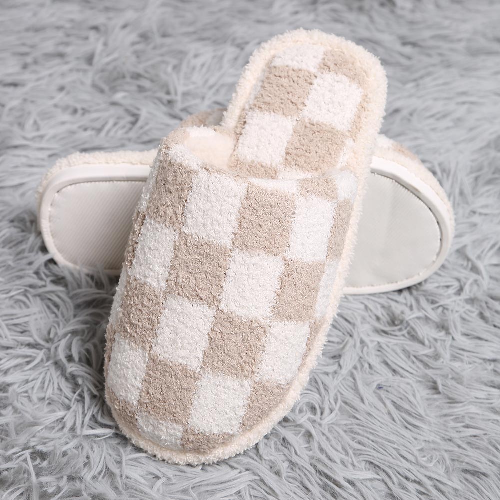 Checkerboard Soft Home Indoor Slippers-250 Shoes-Wona-Coastal Bloom Boutique, find the trendiest versions of the popular styles and looks Located in Indialantic, FL